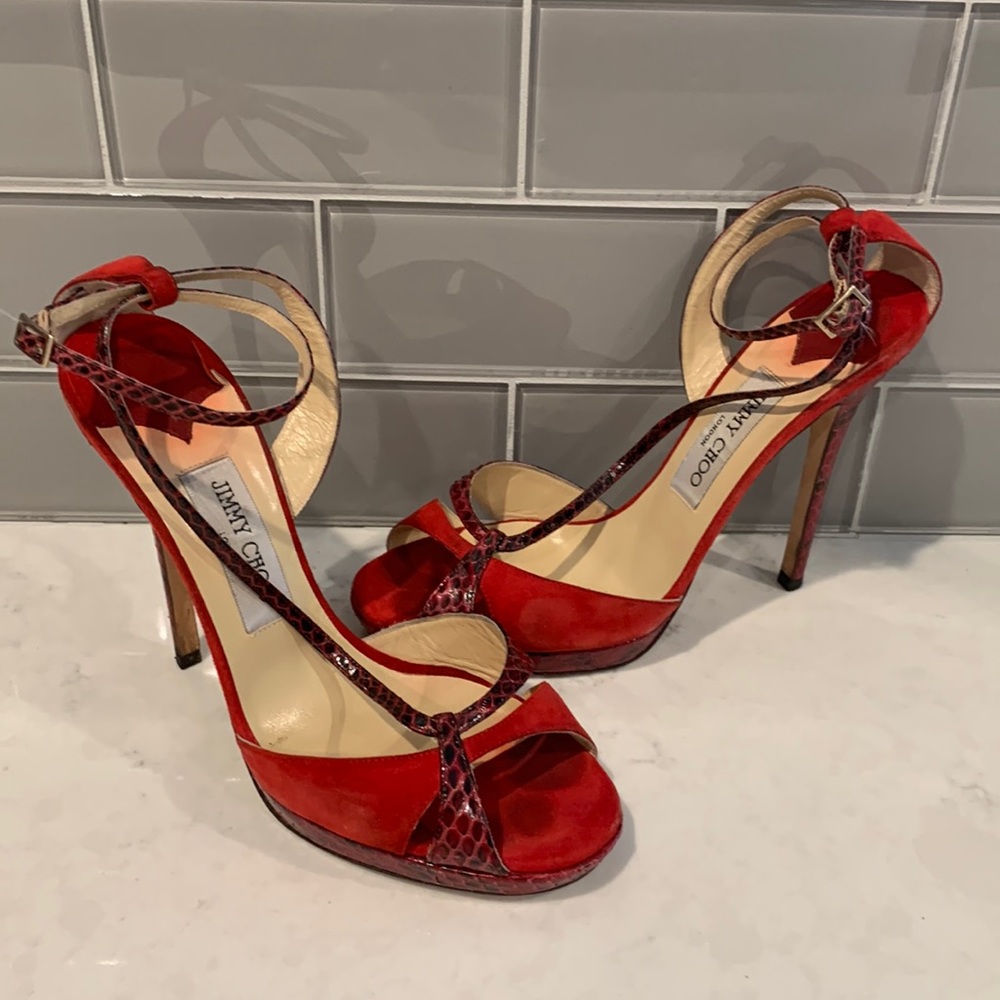 Jimmy Choo Red Snake Skin Heels